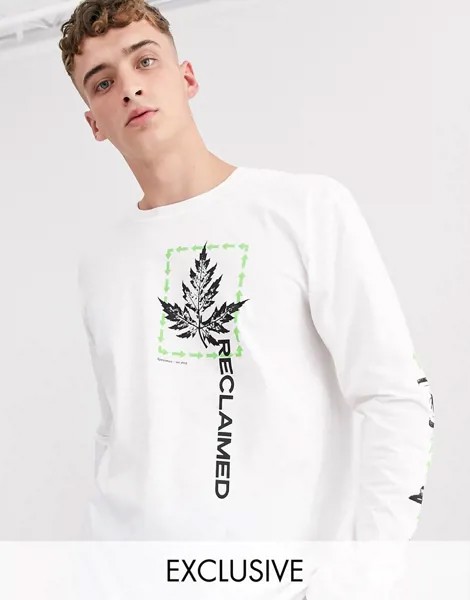 Белый oversize-лонгслив с принтом Reclaimed Vintage