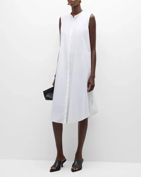 Платье-рубашка миди из органического хлопка из поплина Eileen Fisher, цвет White
