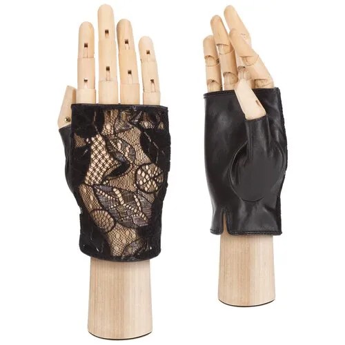 Митенки женские кожаные Labbra, размер 7.5(M), черный
