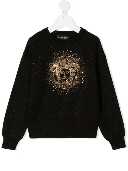 Versace Kids джемпер с декором Medusa с кристаллами
