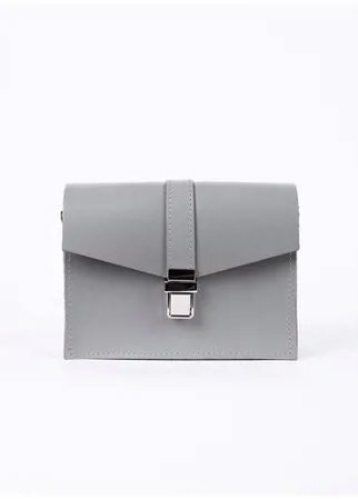 Женская кожаная поясная сумка серая A009 grey mini grain Divalli