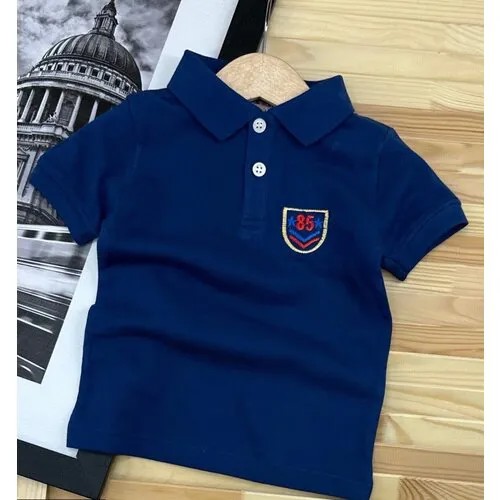 Поло Bobonchik kids,  для мальчиков, хлопок, короткий рукав, размер 92, голубой