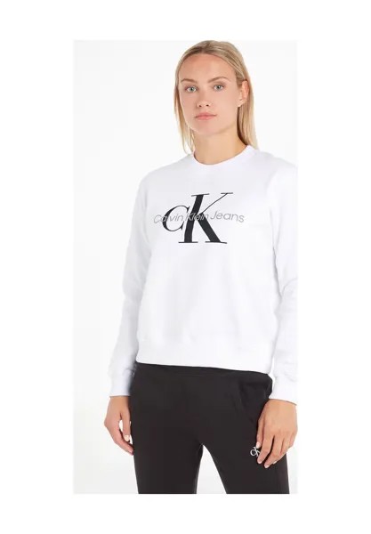 Хлопковая толстовка с логотипом для женщин Calvin Klein Jeans, цвет Yaf Bright White