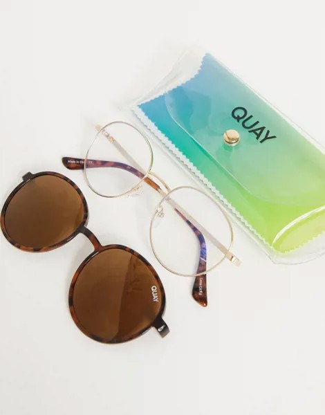 Солнцезащитные очки с насадкой Quay Australia I See You-Коричневый цвет