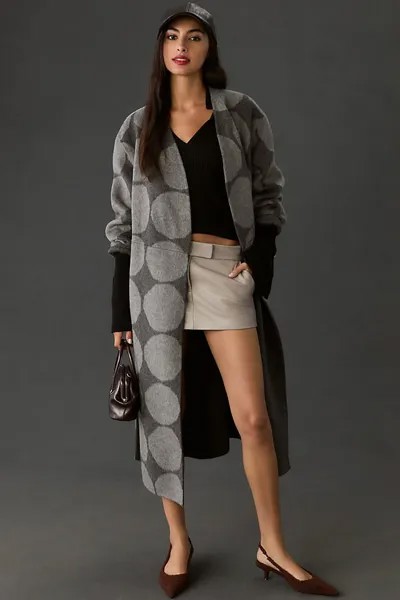 Пальто шерстяное Marimekko Elfa Kivet с круглым узором, серый