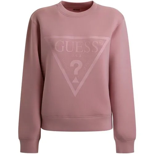 Свитшот GUESS, силуэт свободный, средней длины, размер S, розовый