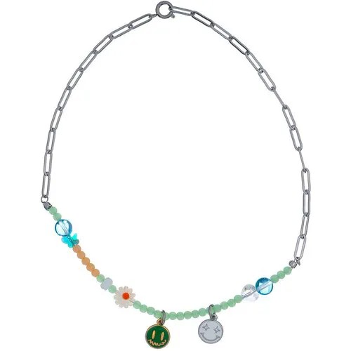 Колье Moon Paris, Kids, с жадом и перламутром, MK-23.03-002 серебристый