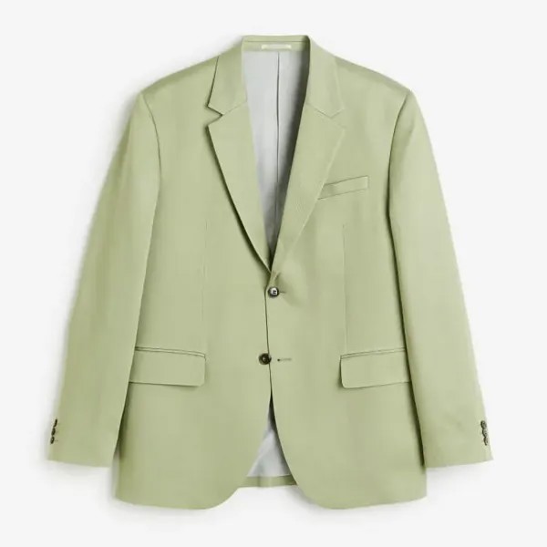 Пиджак H&M Relaxed Fit Lyocell, зеленый