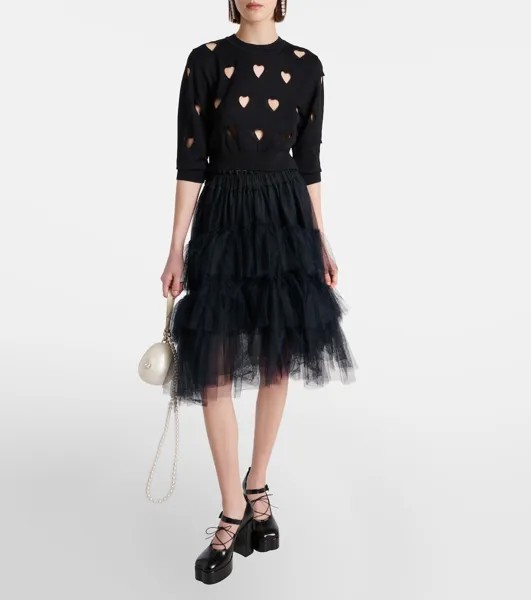 Свитер из шерсти и шелка с вырезом Love Heart Simone Rocha, черный
