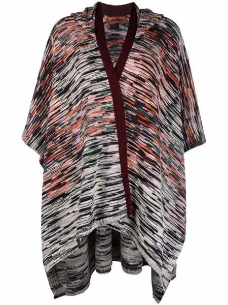 Missoni пончо с геометричным узором и капюшоном