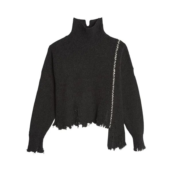 Короткий пуловер Ys Cardigan с высоким воротником, темно-серый