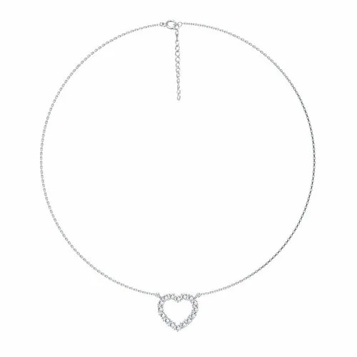 Колье Яхонт, серебро, 925 проба, фианит, длина 40 см., бесцветный
