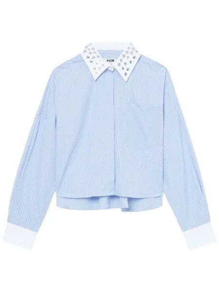 MSGM полосатая хлопковая рубашка, синий