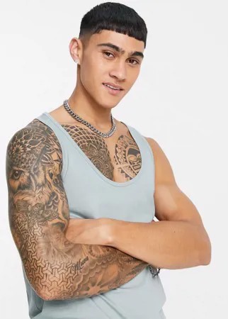 Серо-синяя майка из органического хлопка ASOS DESIGN-Зеленый цвет