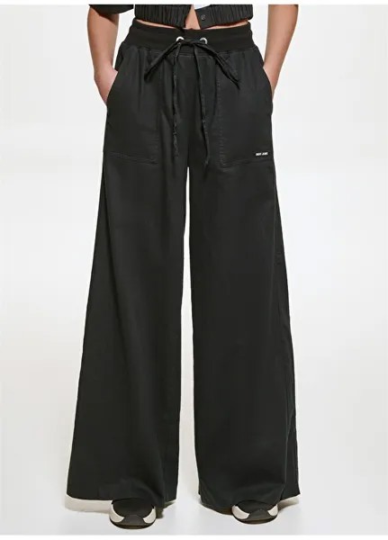 Черные женские брюки стандартного кроя с высокой талией Dkny Jeans