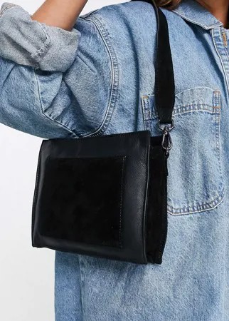 Черная кожаная сумка через плечо с одним карманом Urbancode-Черный цвет