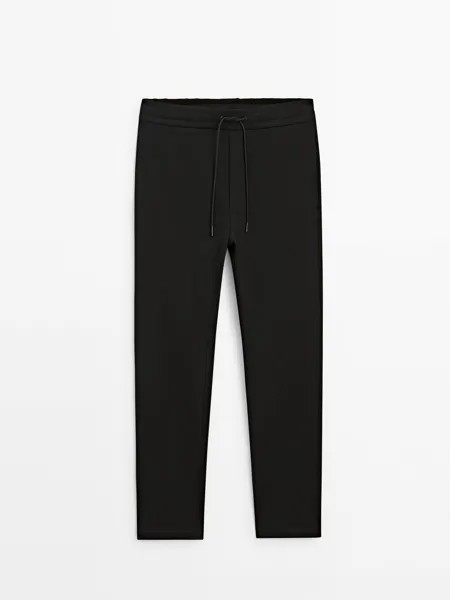 Брюки-Джоггеры из хлопка Massimo Dutti, черный