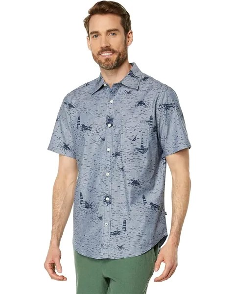 Рубашка Nautica Printed Short Sleeve Shirt, синий