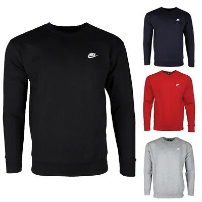 Мужская спортивная одежда Nike, клубный свитшот с круглым вырезом и вышитым логотипом для активного отдыха