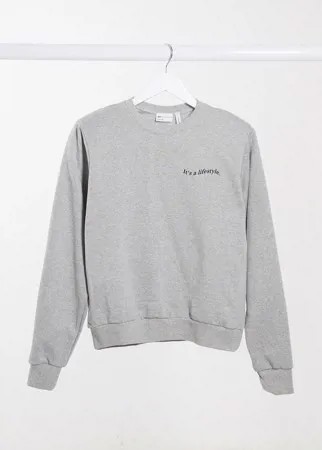Серый меланжевый свитшот с подплечниками ASOS DESIGN