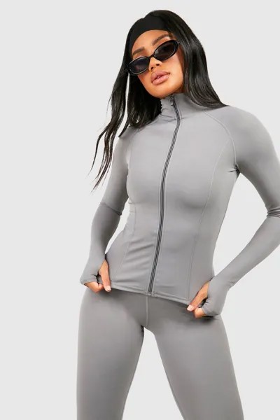 Персиковый топ на молнии DSGN Studio Supersoft Peached Sculpt boohoo, серый