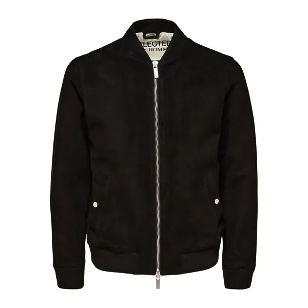 Куртка Selected Archive Suede Bomber, черный