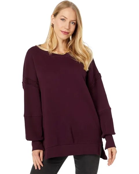 Свитер Three Dots Terry Slouch Slit PU, цвет Winetasting