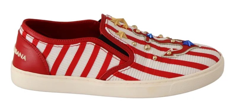 DOLCE - GABBANA Обувь Красно-белые лоферы с заклепками s. Рекомендуемая розничная цена EU36.5/US6 – 800 долларов США.