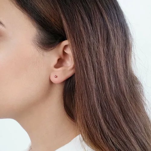 Серьги пусеты Ювелир Карат, красное золото, 585 проба, гранат, , золотой