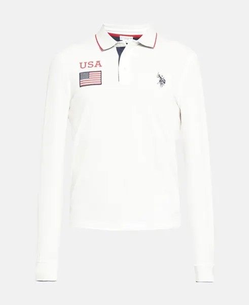 Рубашка-поло с длинными рукавами U.S. Polo Assn., цвет Wool White