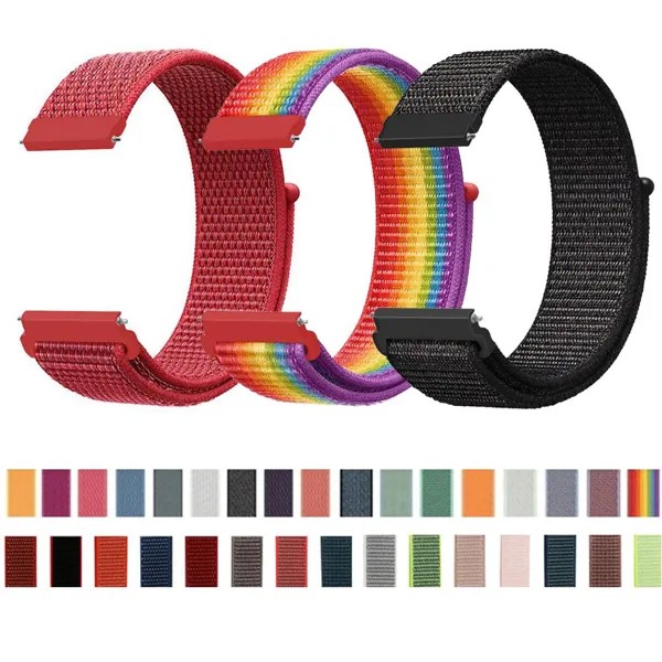 20 мм / 22 мм нейлоновая лента для Amazfit GTS / 2 / 2e / GTS2 Мини / GTR 42 мм / 47 мм / GTR2 / 2e / stratos 2/3 Спортивная петля ремень Браслет Amazfit bip ремешок