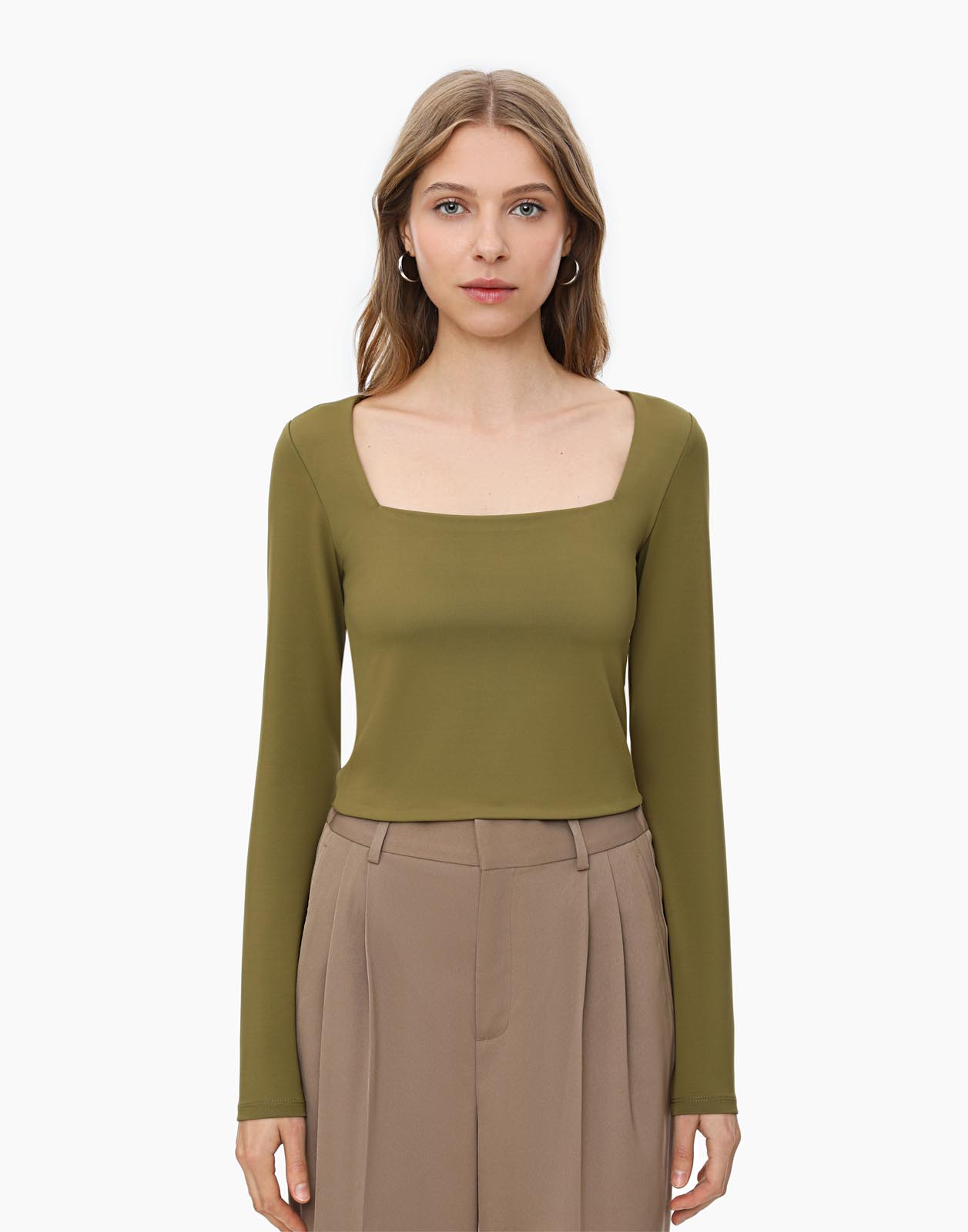 Лонгслив женский Gloria Jeans GKT019535 зеленый XXS