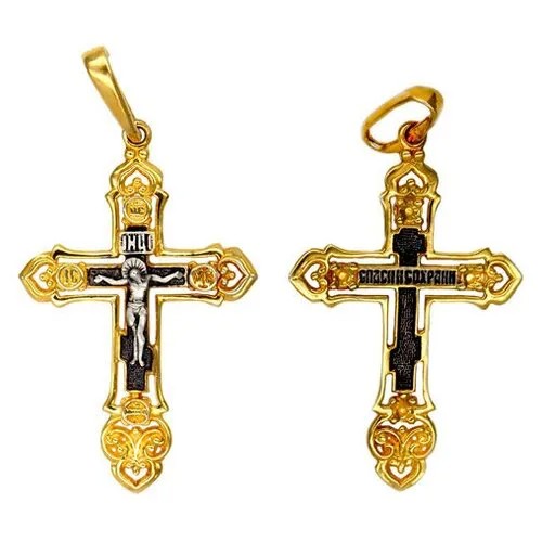 Крестик The Jeweller, серебро, 925 проба, золочение, золотой