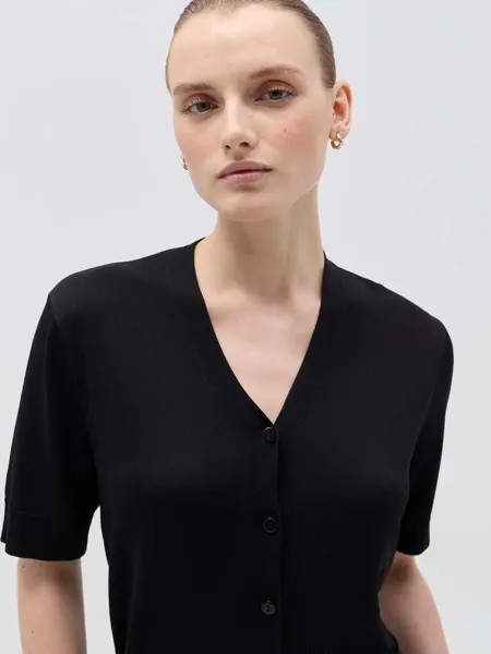 Кардиган с короткими рукавами и V-образным вырезом Hybrid, цвет black