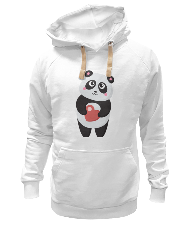 Худи Printio Панда с сердечком белое 3XL