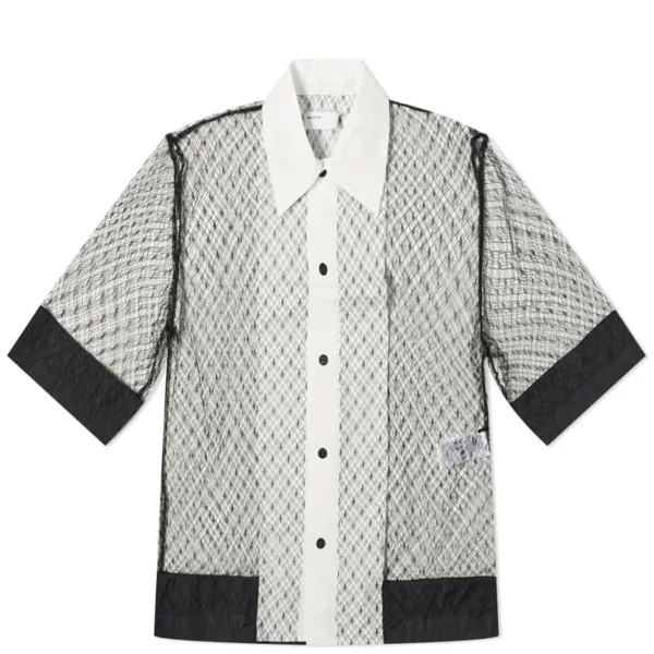Рубашка Toga Tulle Lace Short Sleeve, черный/белый