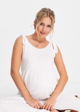 Белый свободный комбинезон с завязками на плечах ASOS DESIGN Maternity