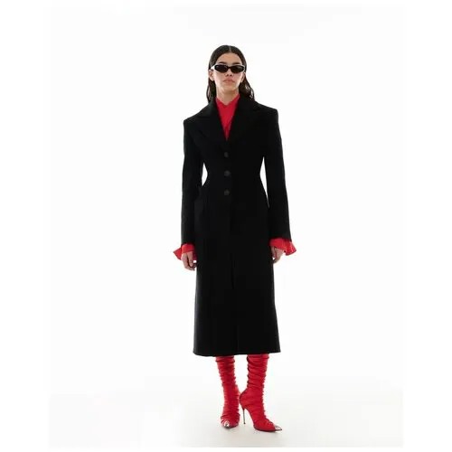 Пальто  Sorelle демисезонное, шерсть, силуэт прилегающий, средней длины, размер XS, черный
