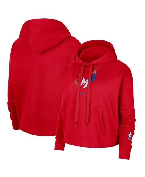 Женская красная укороченная худи с логотипом washington wizards 2021/22 city edition essential logo Nike, красный