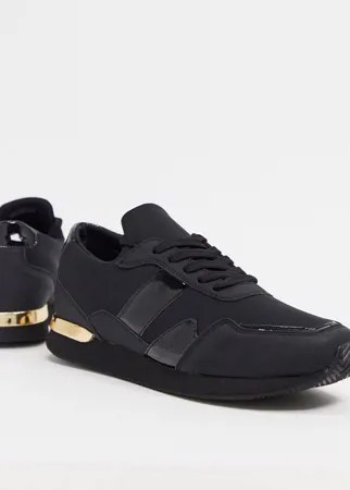 Черные кроссовки с золотистой отделкой ASOS DESIGN-Черный цвет