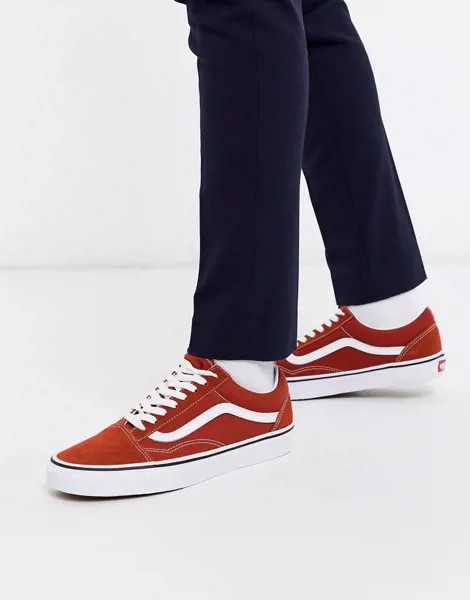 Кроссовки красного/белого цвета Vans Old Skool-Красный