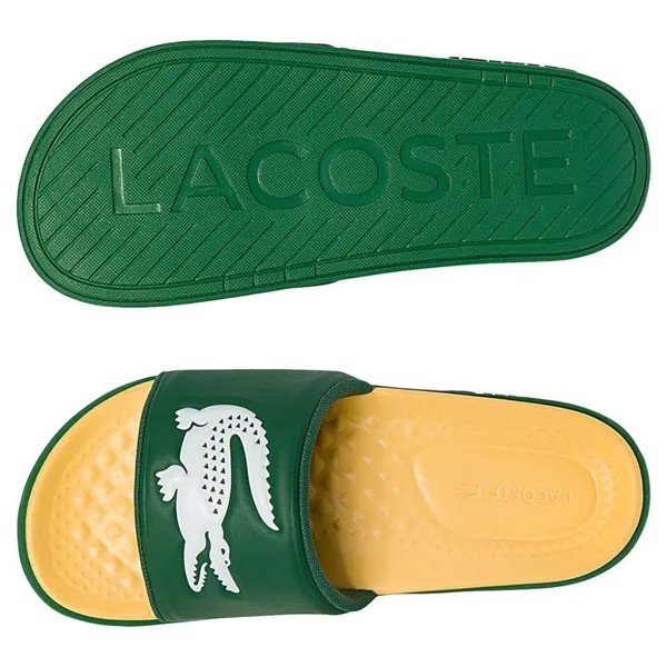 Мужские сандалии без шнурков Lacoste Croco Dualiste Green Yellow Slip On New