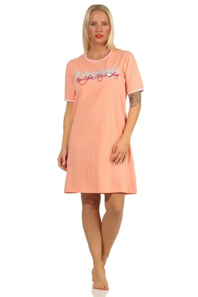 Ночная рубашка NORMANN kurzen Ärmeln und New York City Loving, цвет apricot