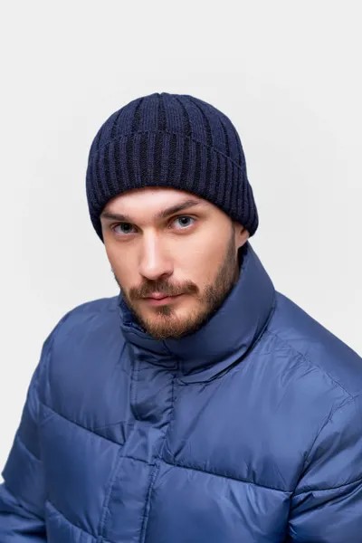 Шапка бини мужская Baon B840563 deep navy melange, р.58