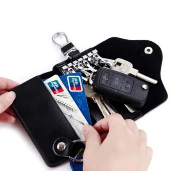 Премиум многофункциональный кожаный ключевых молнии случае бумажник автомобиля держатель ключа кошелек