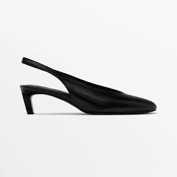 Туфли Massimo Dutti Round Toe Slingback Heeled, черный