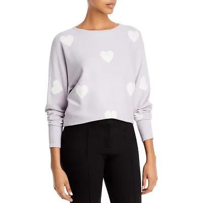 Женская фиолетовая вязаная рубашка с принтом сердца T Tahari, пуловер, свитер, топ S BHFO 5172
