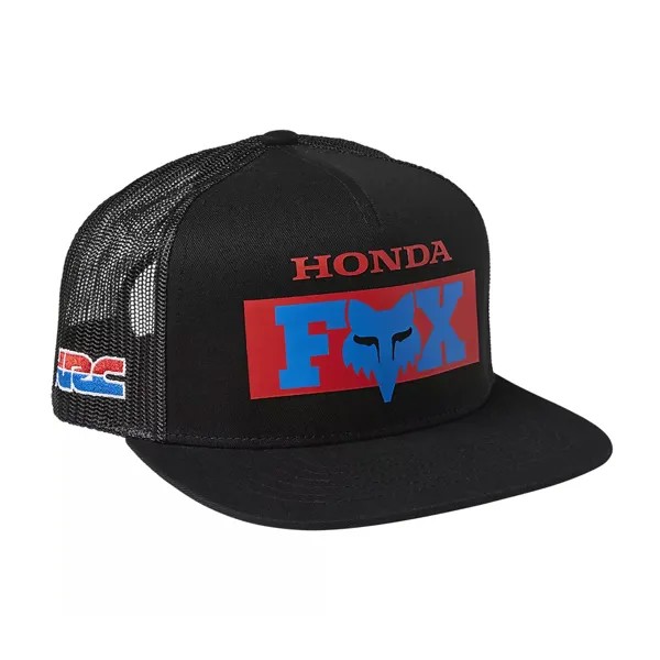 Кепка Snapback Trucker Fox Racing Honda (черная) с 6 панелями