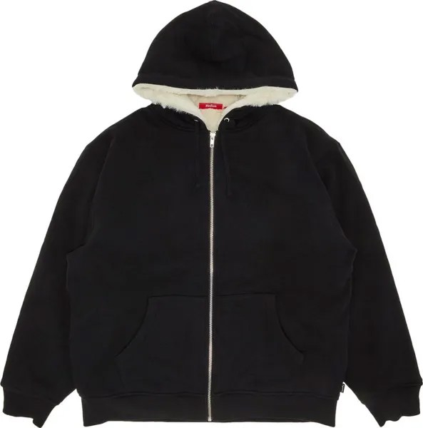 Толстовка Supreme Faux Fur Lined Zip Up Hooded Sweatshirt 'Black', черный