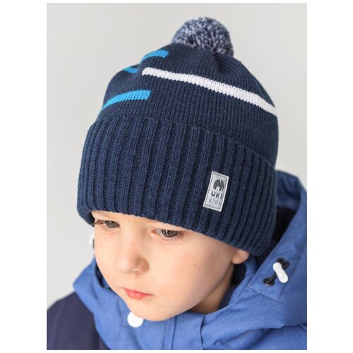 Шапка зимняя UKI kids “Ритм” (тем. синий/бирюзовый, размер 54)